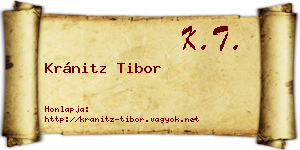 Kránitz Tibor névjegykártya